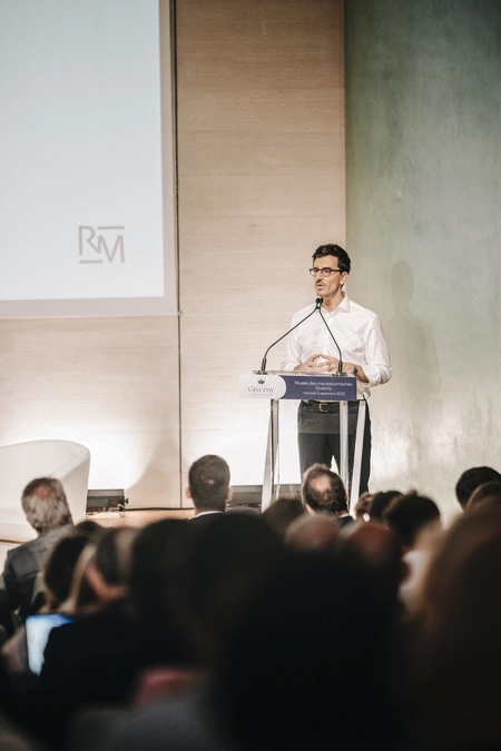 Romain Mouton lors de son discours au forum de Giverny 2022