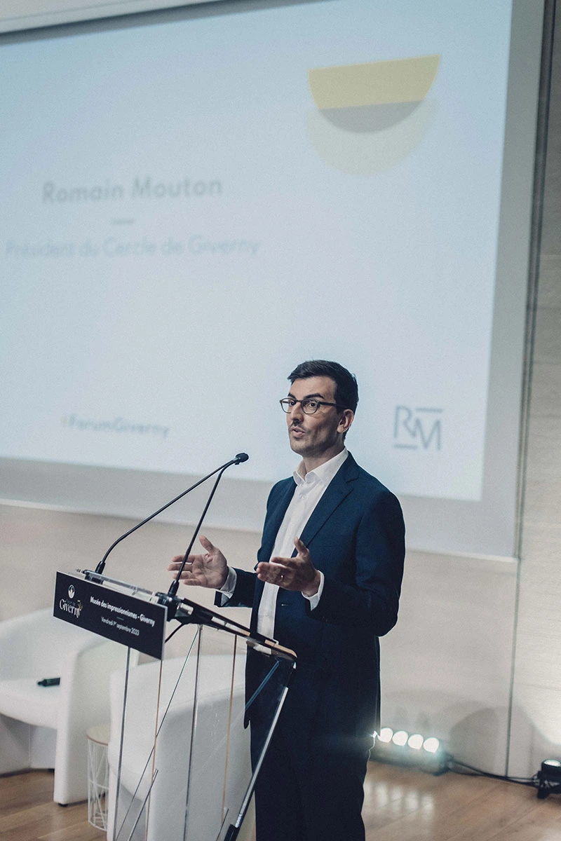 Romain Mouton lors de son discours au forum de Giverny 2023